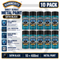 10 X HAMMERITE SATIN BLACK Aerosol - Direct to Rust - Metal Spray Paint 400ml
