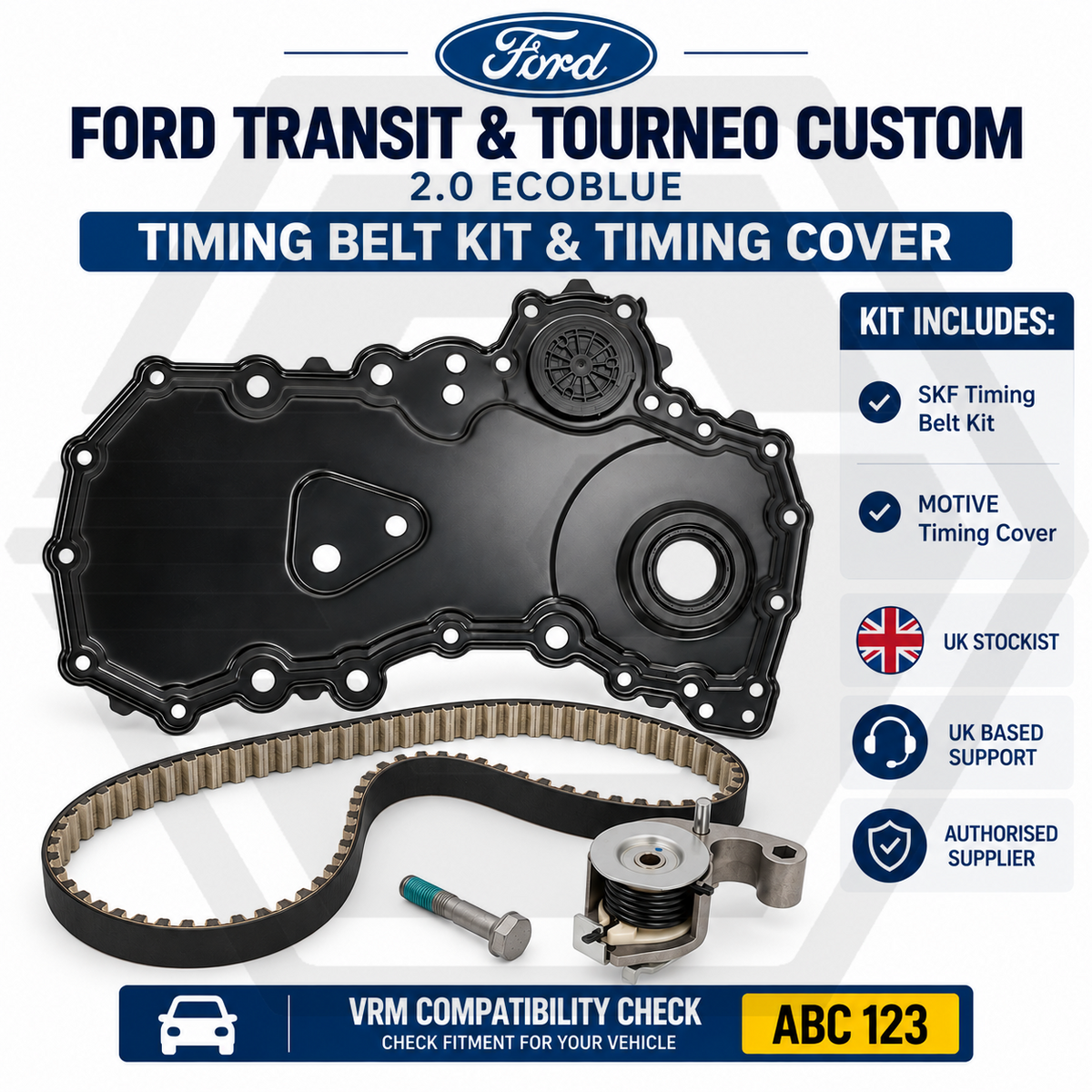Timing Belt Kit & Timing Cover - Fits FORD TRANSIT & TOURNEO CUSTOM 2.0 ECOBLUE