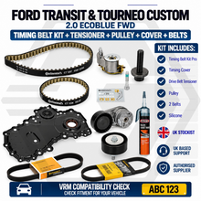 FORD TRANSIT 2.0 ECOBLUE - Timing belt Kit + Tensioner + Pulley + Cover + Belts