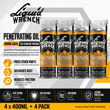 4 x LIQUID WRENCH PENETRATING OIL Aerosol Smart Straw 400ml Frees Nuts & Bolts