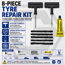 TYRE PUNCTURE REPAIR KIT 8 PIECE - Emergency Tire Plug Tool CAR, VAN, MOTORCYCLE