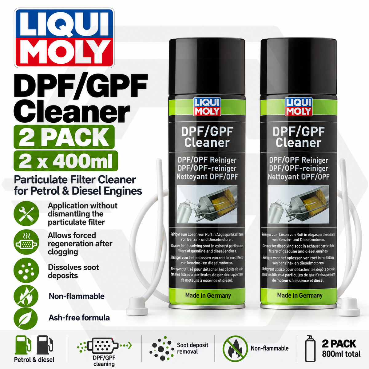 2 x Liqui Moly DPF / GPF Cleaner 400ml 21942 - Clear Particulate Filter Deposits