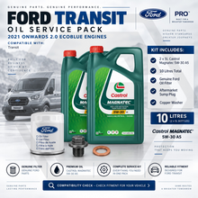 GENUINE FORD TRANSIT 2.0 ECOBLUE 2021 Onward - Oil Service Kit + Castrol 5W30 A5