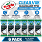 6 x Turtle Wax ClearVue Glass Cleaner Wipes Quick & Easy Streak Free Glass Wipes