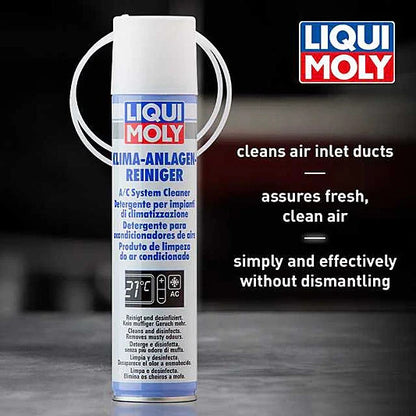 2 x Liqui-Moly A/C System Cleaner Spray 250ml Remove Bacteria & Mold With Straw