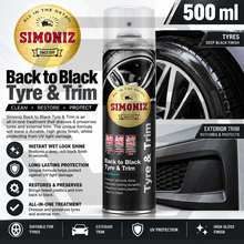 Simoniz Tyre and Trim Shine Back to Black Spray Wet Look Shine Plastic 500ml