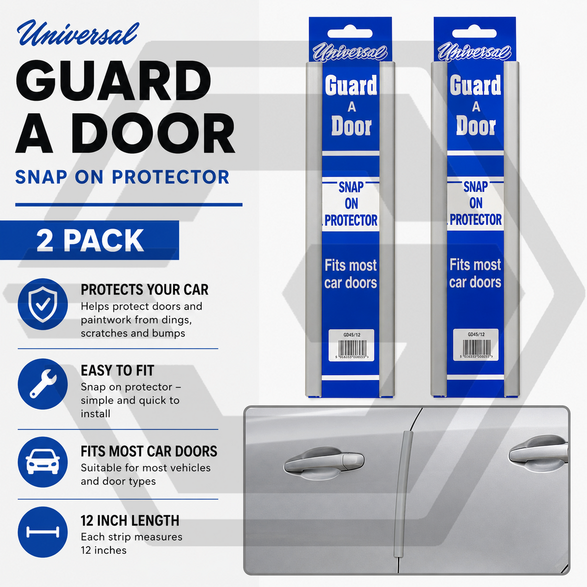 4 X Universal 12 Inch SILVER Door Edge Protector Chip Guard - PROTECTS CAR & VAN