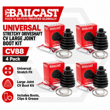 4 x Universal Stretchy Driveshaft CV LARGE Joint Boot Kit Cone - Bailcast CV88
