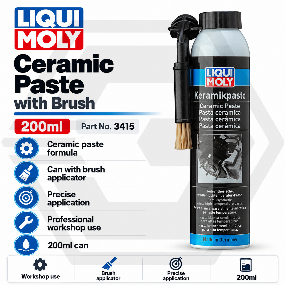 Liqui Moly Ceramic Paste Brush - Included High-Temperature 200ml - 3415