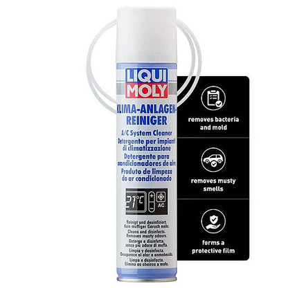 2 x Liqui-Moly A/C System Cleaner Spray 250ml Remove Bacteria & Mold With Straw