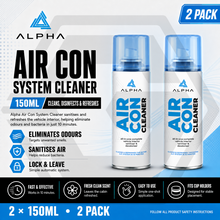 2 x ALPHA Air Con Cleaner 150ml - Car Sanitiser & Deodoriser -  FRESH SCENT