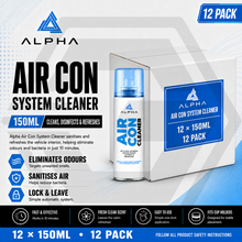 12 x ALPHA Air Con Cleaner 150ml - Car Sanitiser & Deodoriser - FRESH SCENT