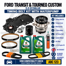 FORD TRANSIT 2.0 ECOBLUE - Timing Belt Kit + Timing Cover + Water Pump + 10L OIL
