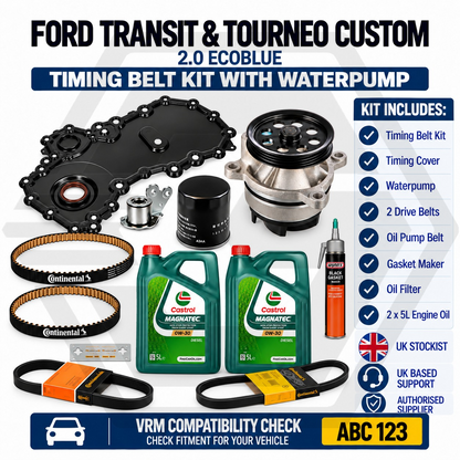 FORD TRANSIT 2.0 ECOBLUE - Timing Belt Kit + Timing Cover + Water Pump + 10L OIL