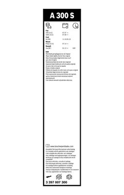 A300S Aerotwin Wiper Blade set for Fiat Abarth Ford Renault Nissan