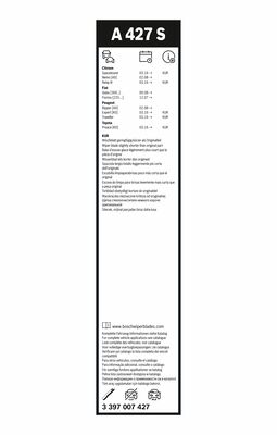 A427S Aerotwin Wiper Blade Set 475/650mm For Citroen Peugeot Fiat Toyota Opel