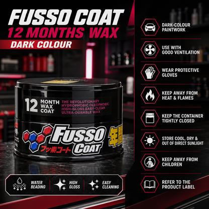 Soft99 Fusso Coat 12 mois Cire JDM longue durée foncée 200 g