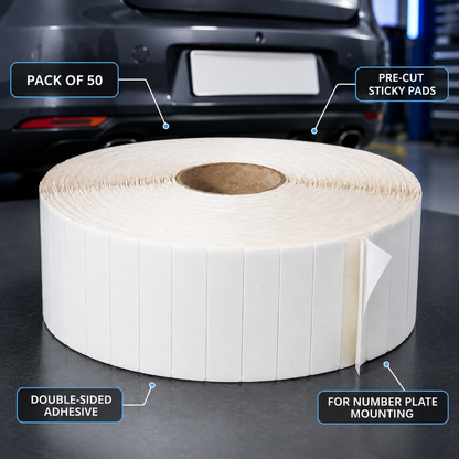 50 X Number Plate Sticky Pads Double Sided Self Adhesive Strong Weatherproof