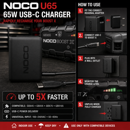 65W USB-C Fast Charger for Boost X jump starters