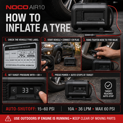 AIR 10A Portable Digital Tyre Inflator for Cars, Bikes & SUVs