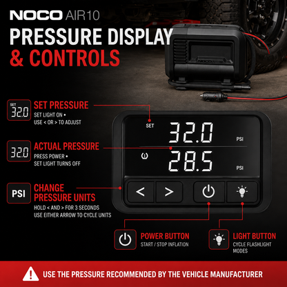 AIR 10A Portable Digital Tyre Inflator for Cars, Bikes & SUVs