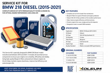 BMW 218 DIESEL 2015 to 2021 Blue Print Service Kit with Oil