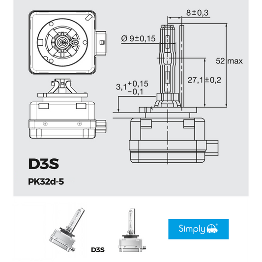 D3S Xenon Headlamp Bulb – E-Marked HID Car Headlight Replacement