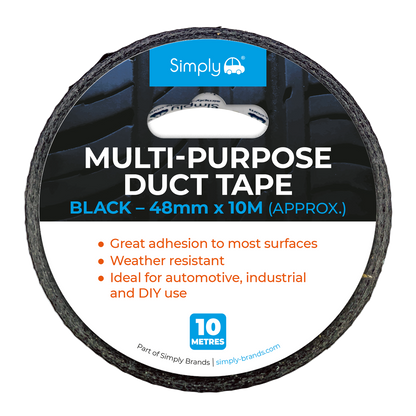 Black Duct Tape 48mm x 10m  – Heavy Duty Multi-Purpose Repair Tape