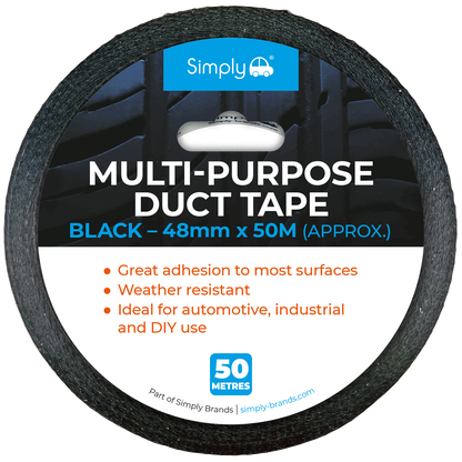 Black Duct Tape 48mm x 50m  – Heavy Duty Multi-Purpose Repair Tape