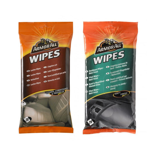 Armor All Leather & Dashboard Wipes Matt Finish - Pack of 2