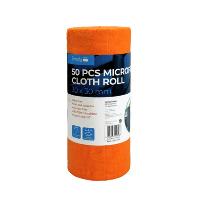 Roll of 50 Microfibre Cloths 30x30cm – Car Cleaning Towels