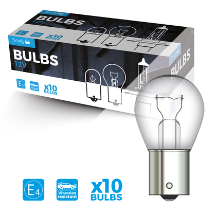 S382 12V 21W BA15s Bulbs (Pack of 10) – Car Brake, Indicator or Reverse Lamp