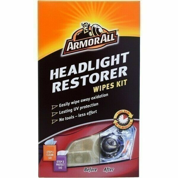 2 ArmorAll Car Headlight Restorer & Sealant Wipes - Removes Oxidisation No Tools