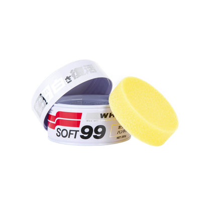 Cire blanche Soft99 300 g, brillant profond et protection de la peinture.